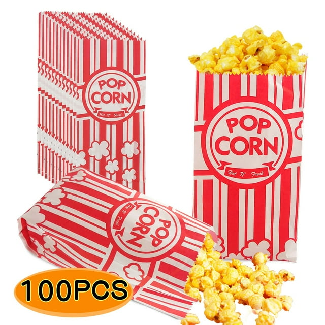 Popcorn Bags 1oz Disposable Paper Popcorn Bags for Party Supplies Retro