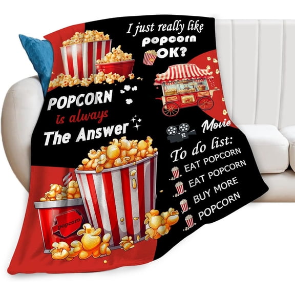 Popcorn Blanket Gifts for Girls Boys Movie Fleece Blankets Soft Warm Fuzzy Halloween Throw Cozy Flannel Plush Stuff Throws for Kids Men Women Bed Couch Decor 60"x50"