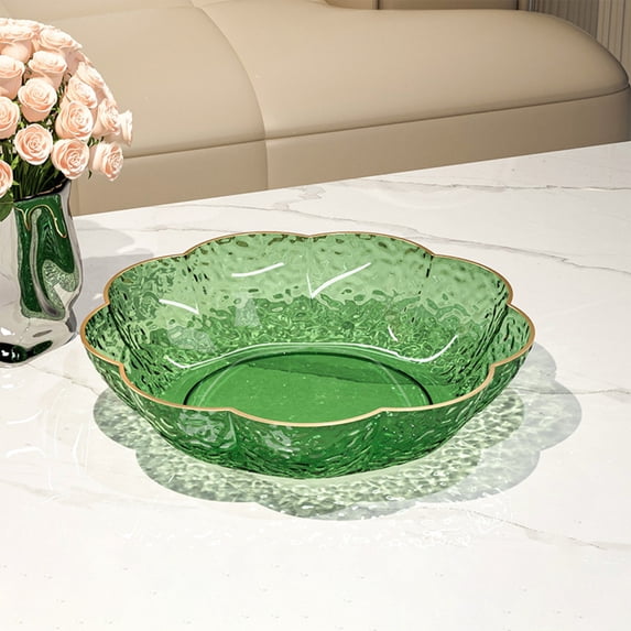 Popcorn Bowl,Salad Bowl,Clear Plastic Serving Bowl, Round Multipurpose Bowl, Reusable Transparent Tray for Fruit Salad Snack Popcorn Party Serving(Green)