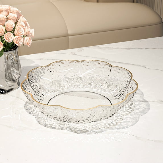Popcorn Bowl,Salad Bowl,Clear Plastic Serving Bowl, Round Multipurpose Bowl, Reusable Transparent Tray for Fruit Salad Snack Popcorn Party Serving(White)