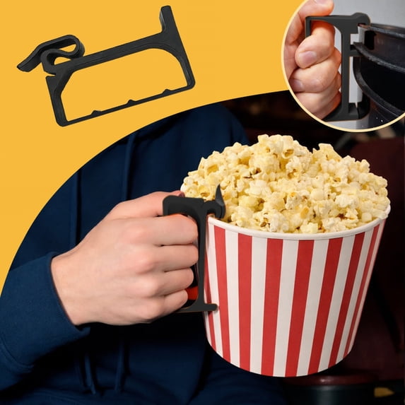 Popcorn Bucket Ecohintz Reusable Popcorn Bucket with Handle - Large Plastic Serving Bowl for Movie & Camping - Snack Container with Comfort Grip - Kitchen Entertaining Essential, Black