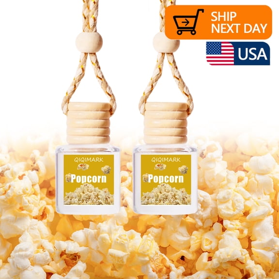 Popcorn Car Air Freshener Diffusers, 2 Pack Hanging Fragrance Oil Bottles