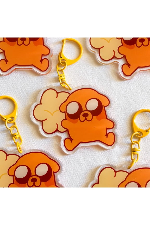 Popcorn Character Acrylic Keychain, Adventure Dog Charm Bag Accessory, 1 pack