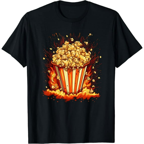 Popcorn Flames and Fire in red Box T-Shirt