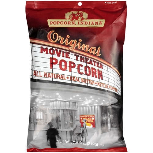 Popcorn, Indiana All Natural Kettle Popped Movie Theater Real Butter Popcorn, 7.5 Oz.