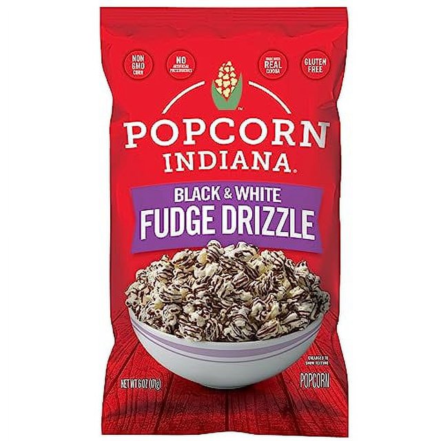 Popcorn Indiana Black And White Fudge Drizzle, 6 oz Case of 6