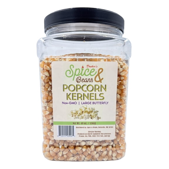 Popcorn Kernels by Dasher's Spice & Beans | Non-GMO | Large Butterfly Kernels | 3 lb