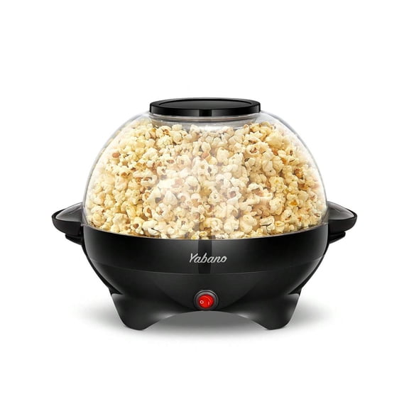 Popcorn Machine, 6-Quart Popcorn Popper Maker, Nonstick Plate, Electric Stirring With Quick-Heat Technology, Cool Touch Handles (Black)