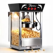 Popcorn Machine Commercial, Enyopro 12oz Kettle Stainless Steel Popcorn Machine with Tempered Glass, Warming Deck, 850W Countertop Popcorn Popper for Home, Movie Theatre, Parties
