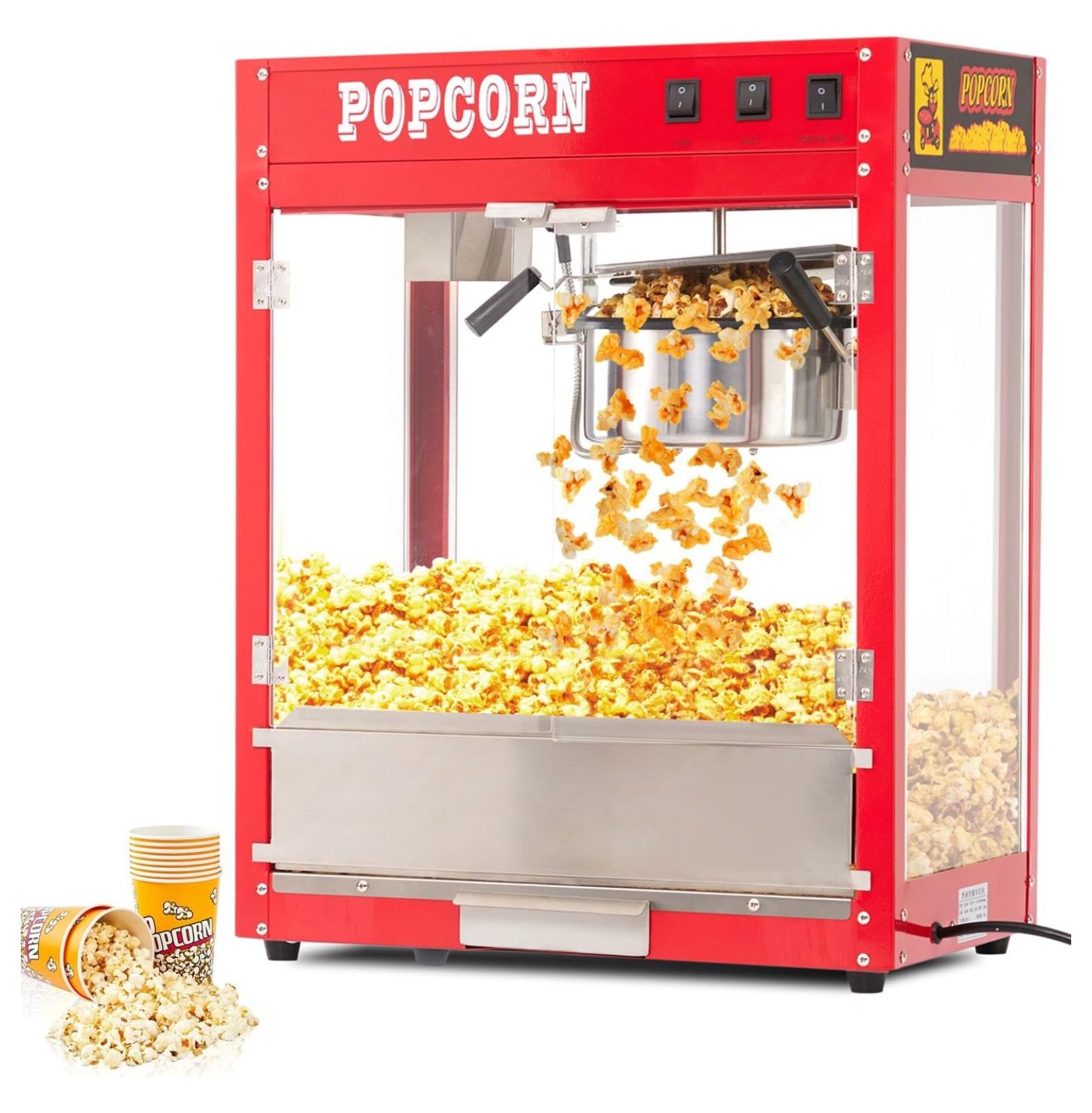 Popcorn Machine Electric Extra Large Popcorn Popper Machine 8 oz Kettle, Popper Popcorn Maker