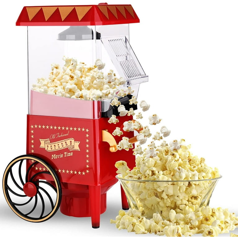 Popcorn Machine Maker Popcorn Machine with Wheels, 1400 Watts, 120 V, Hot  Air Popper Popping 12 Cup Retro Vintage Fashioned Style, For Movie Parties.