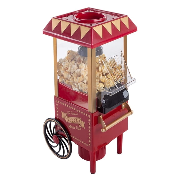 Popcorn Machine,Vintage Hot-Air Popcorn Maker Machine - Makes Up to 6 Cups - Oil-Free - Healthier Popcorn - Classic Stand-Up Cart With Wheels(US)