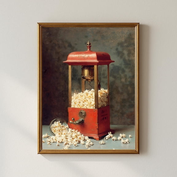 Popcorn Machine Wall Art, Retro Concession Stand, Vintage Snack Bar Kitchen Home Decor #1129, Unframed Poster Size 8x12