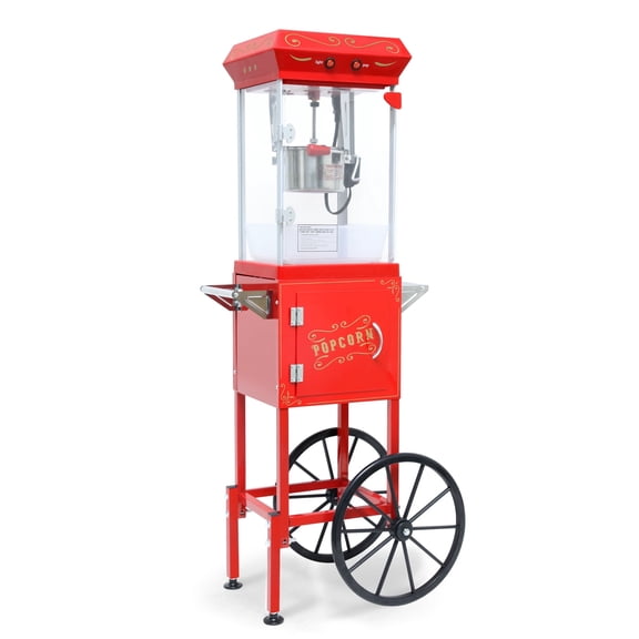Popcorn Machine with Cart, with Wheels & 6 Oz Pot Popcorn Maker