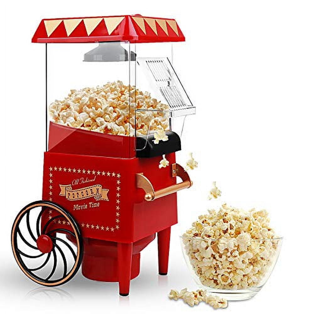 PoppeRoo Popcorn Maker Machine with Vintage Design, Cute Wheels, 1400-watt  Capacity, High-Heat Air Function, and High-Volume Design - Vysta Home