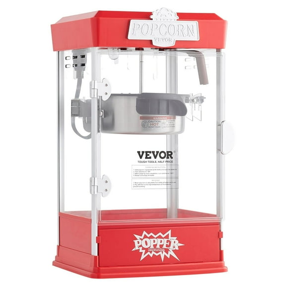 Popcorn Maker Machine, 480W 4oz Kettle Makes 1.5 Gallon per Batch, Red Tabletop Popcorn Popper with 3 Scoops, Movie Theater Style Popcorn Maker for Home Use