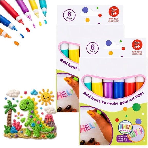 Popcorn Markers Puffy, 3D Relief Art Pen, Magic Bubble Drawing Pens| Heat Activated Puffy Pens, Popcorn Markers Magic Puffy Bubble Pens, Turn Flat Drawings Into Touchable 3D Art DIY