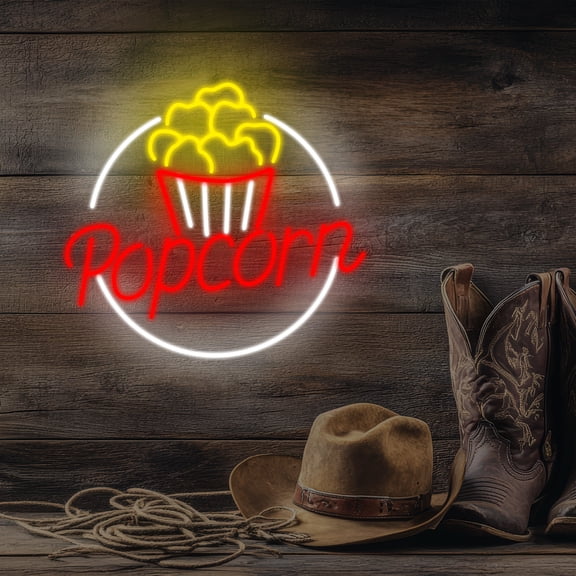 Popcorn Movie Theater Room Wall Decor, Cinema Film Neon Light for Popcorn Themed Party Kitchen Snack Decor Food Lover Wall art Themed kitchen, Gifts for Movie, Video Room