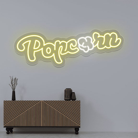 Popcorn Neon Sign (Red, 34”(W)x11.5”(H))