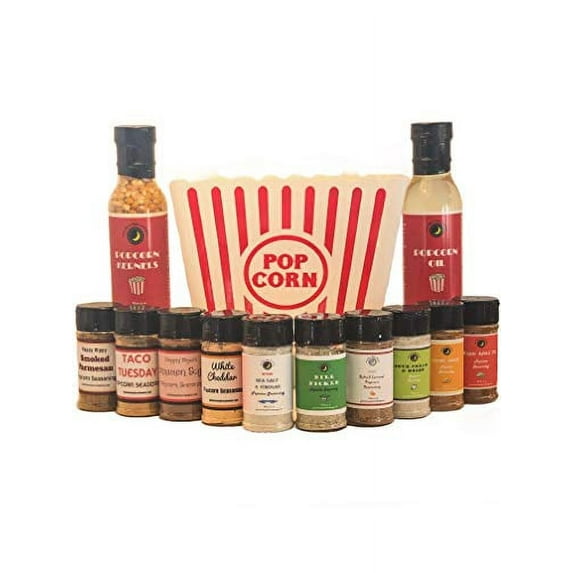 Popcorn PARTY | POPCORN SEASONING | Variety 10 Pack | Salted Caramel | White Cheddar | Taco | Apple Pie | Nacho Cheese | Sea Salt & Vinegar | Cinnamon Sugar | Dill Pickle | Smoked Parmesan | etc.