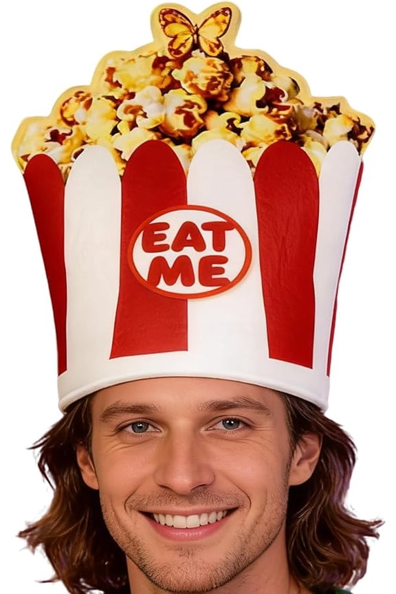 Popcorn Pattern Food Hat, Fun Costume Cap Accessory for Carnival, Halloween, Family Gatherings & Themed Parties