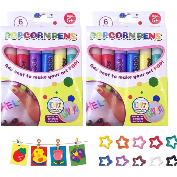 Popcorn Pens, 12PCS DIY Bubble Popcorn Drawing Pens| 3D Artwork Printing Bubble Pen, Color Drawing Popcorn Pens, 3D Printed Watercolor Pen