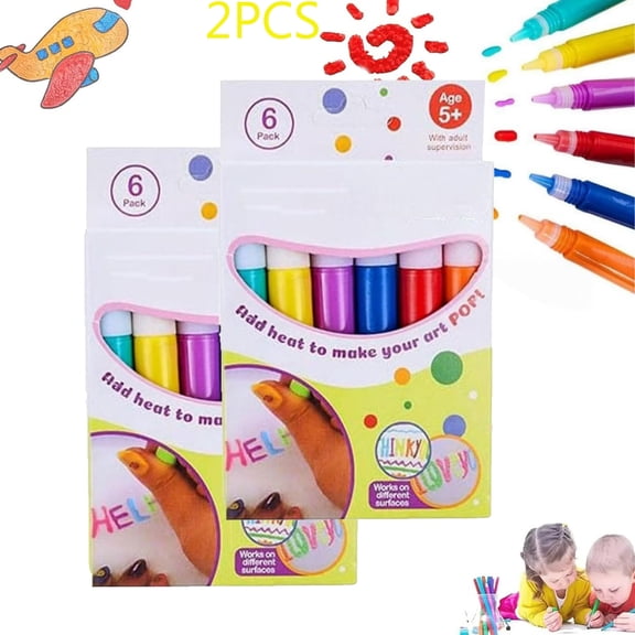 Popcorn Pens, 3D Bubble Pen, 6 Colors DIY 3D Relief Art Pen, Bubble Drawing Kit for Greeting Birthday Cards
