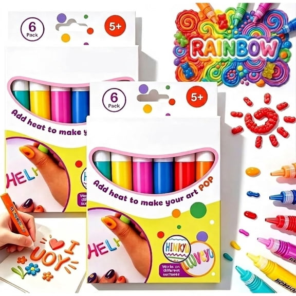3D Relief Art Pen, 3D Magic Heat Activated Puffy Painting Markers Set with Vibrant Colors, DIY Craft Art Supplies for Greeting Cards