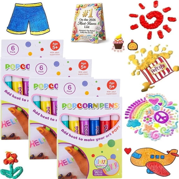 Popcorn Pens,3D Magic Puffy Bubble DIY Popcorn Drawing Pens for Kids