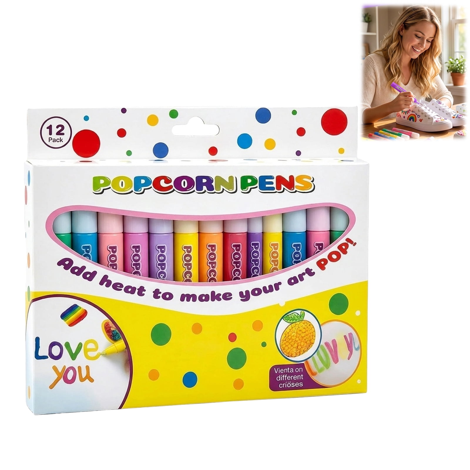 Popcorn Pens, 3D Puffy Magic Markers, DIY Bubble Popcorn Drawing Pens ...