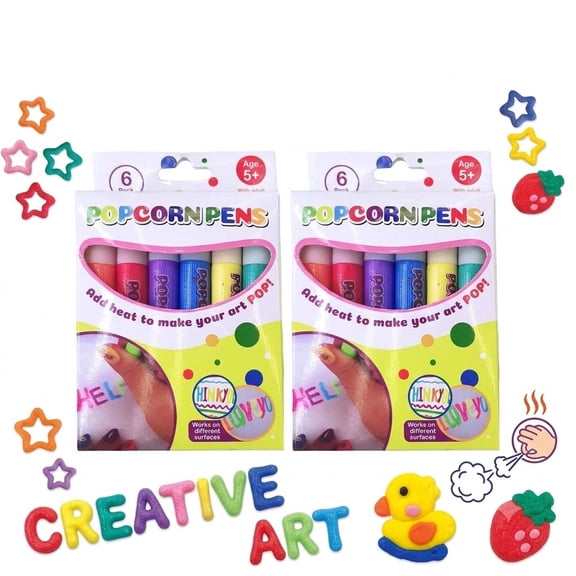 Popcorn Pens, DIY Bubble Popcorn Drawing Pens, Magic 3D Heat-Expanded Puffy Effect, Ideal for DIY Greeting Cards Crafting