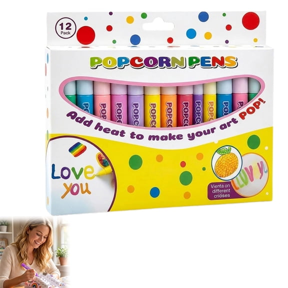 Popcorn Pens Puffy, 12 Colors Bubble Popcorn Drawing Pens, 3D Relief Art Pen for DIY Crafts, Greeting Cards, Scrapbooking and More (1PC)