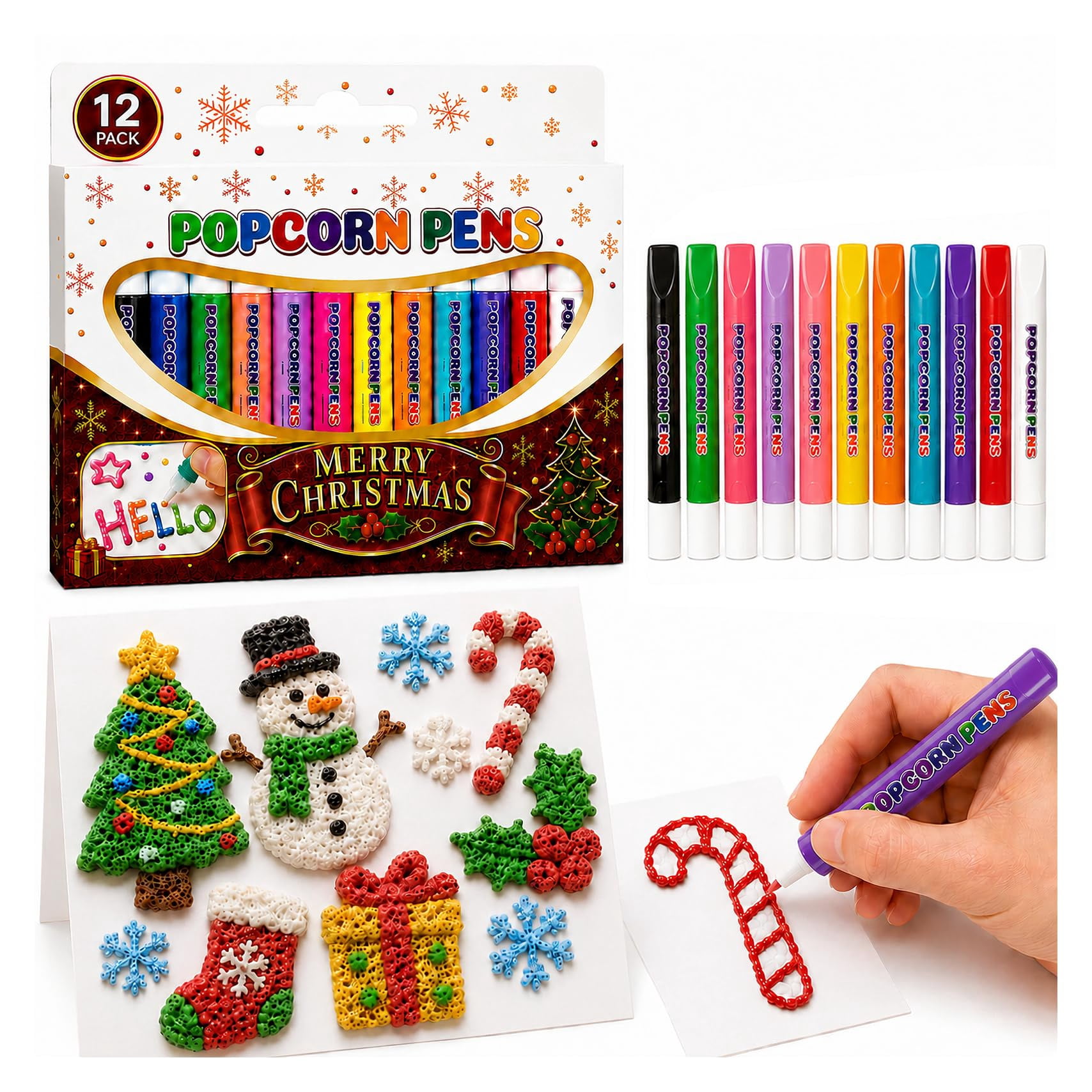 Popcorn Pens Puffy Kits, Popcorn Pens Puffy, 6/12 Color Textured 3D ...