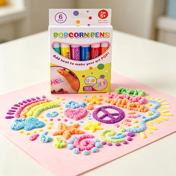 Popcorn Pens Puffy Paint Markers 3D Bubble Art Drawing Markers Magic Markers For DIY Crafts Greeting Cards Canvas Paper Art Projects Creative Handmade Decoration