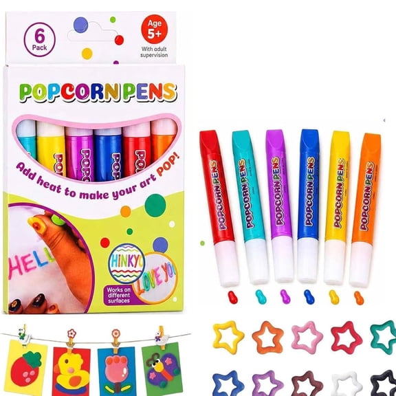 Popcorn Pens for 3D Art, Puffy Bubble Drawing Pens with Heat-Activated Raised Effect for DIY Crafts, Greeting Cards and Creative Gifts