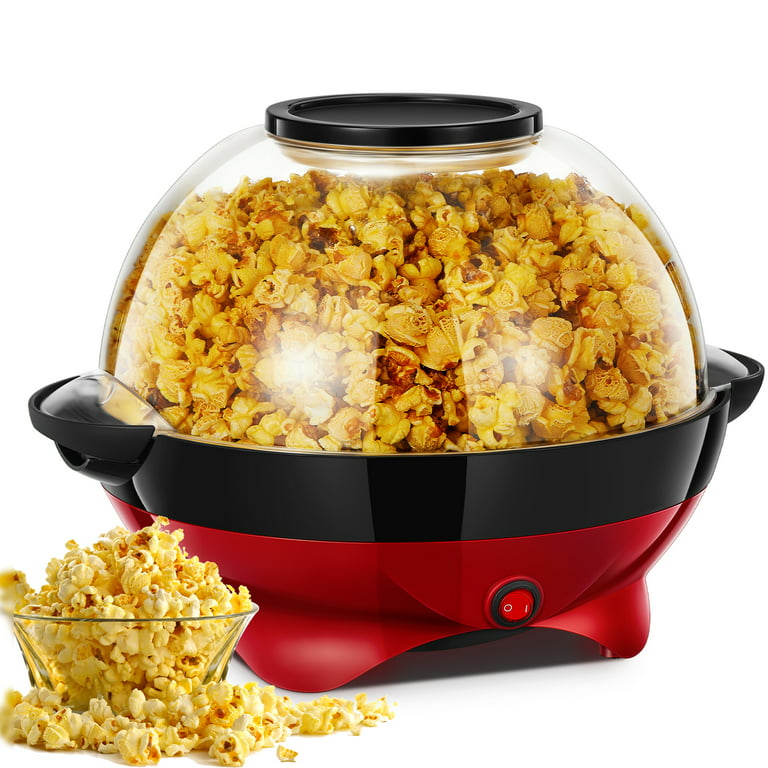 Automatic Stirring Popcorn Maker Popper, Electric Hot Oil Popcorn Machine  with Measuring Cap & Built-in Reversible Serving Bowl - AliExpress