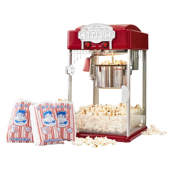 Popcorn Popper Machine-4 OZ Vintage Professional Popcorn Maker Theater Style with Nonstick Kettle Warming Light and Serving Scoop. (Red) Y101