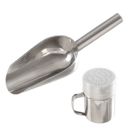 Popcorn Scoop and Seasoning Shaker Set – 2-Piece Stainless-Steel Serving Accessories Kit with Scooper and Saltshaker Dredge by Great Northern Popcorn