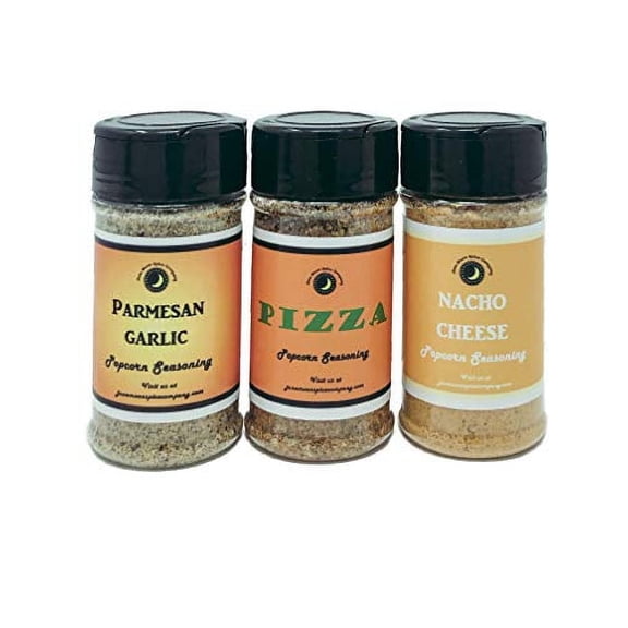 June Moon Spice Company's' Popcorn Seasoning 3 Pack - Parmesan Garlic, Pizza, Nacho Cheese, 3.5 fl. oz.