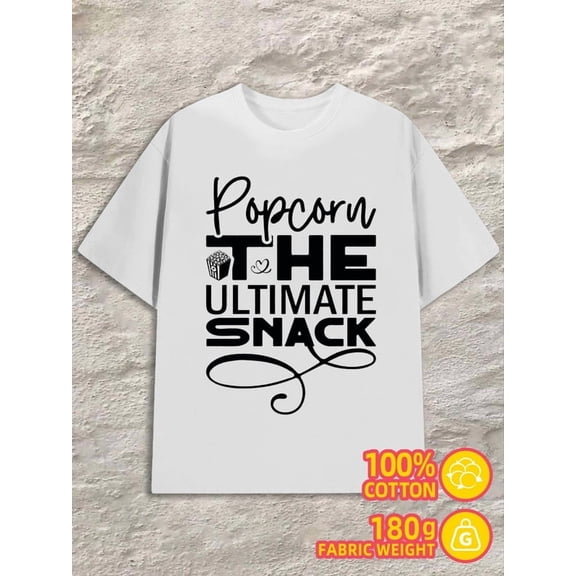 Popcorn Snack Tee men 180G 100% Cotton white Original Unisex Shirt Short Sleeve tshirts Fashion Unisex Shirt Printed tshirts Funny Unisex Shirt Graphic Tee tshirts