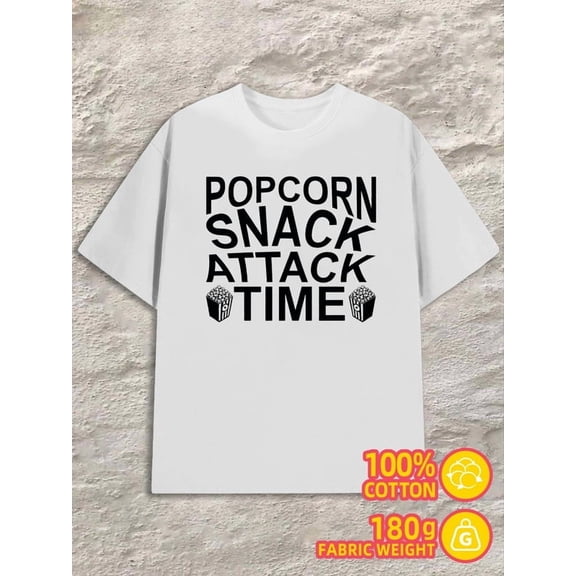 Popcorn Snack Time for men 180G 100% Cotton white Vintage Unisex Shirt Graphic tshirts Retro Unisex Shirt Short Sleeve tshirts Original Unisex Shirt Graphic tshirts