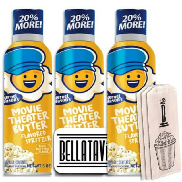 Popcorn Spray Bundle. Includes Three5 oz Kernel Season's Butter Spritzer Plus BELLATAVO Fridge