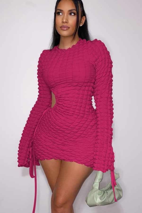 Popcorn Textured Cut-Out Mini Dress (L, DeepCobaltBlue) - Walmart.com