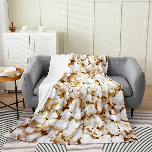 Popcorn Throw Blanket 3D Pop Corn Fleece Blanket for Bedroom Living Room Movie Film Snack Fuzzy Blanket Cinema Food Decor Luxury Soft Plush Blanket Movie Theme Bedroom Decor, Throw Size