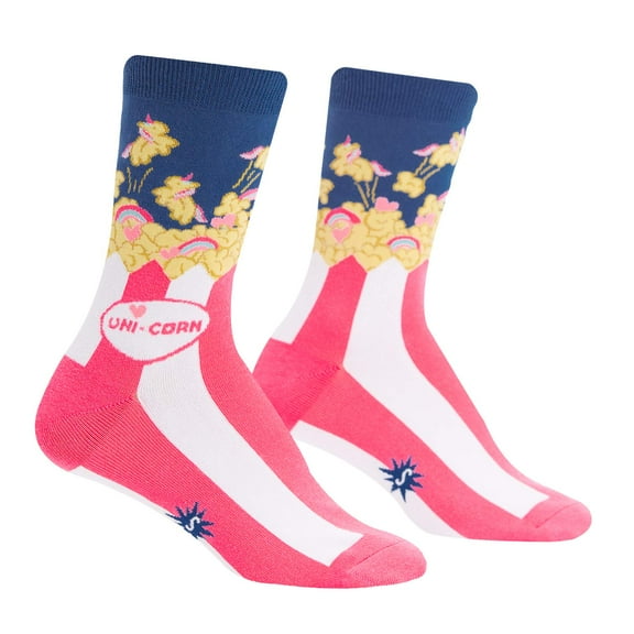 Popcorn Uni-corn One Size Fits Most Pink Ladies Crew Socks