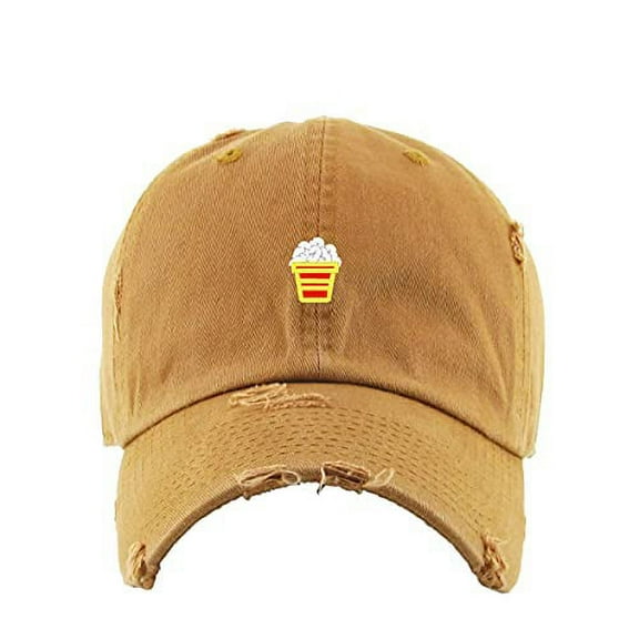 Popcorn Vintage Baseball Cap Embroidered Cotton Adjustable Distressed Dad Hat