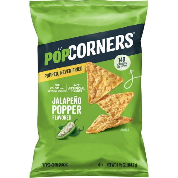 PopCorners No Artificial Colors or Flavors Jalapeno Popper Popped Corn Chips Bag, 6.5 oz