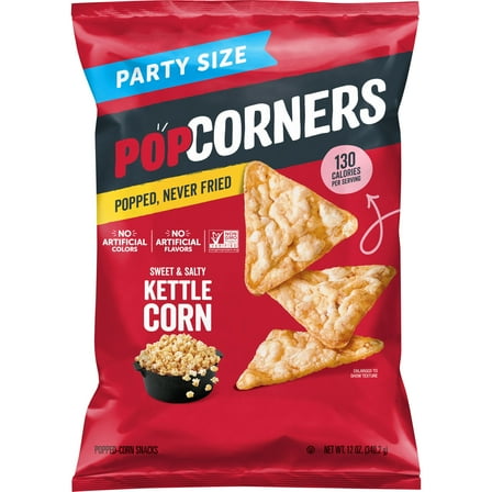 PopCorners No Artificial Colors or Flavors Kettle Corn Popped Corn Chips Bag, 12 oz