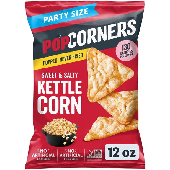 PopCorners No Artificial Colors or Flavors Kettle Corn Popped Corn Chips Bag, 12 oz