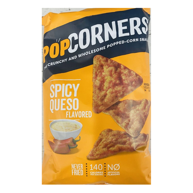 Popcorners SPICY QUESO Popped Corn Crisps Snacks 7 oz Bag